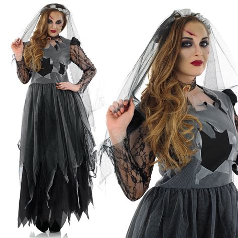 Womens Corpse Bride Costume Halloween Fancy Dress Costume Gothic Adult