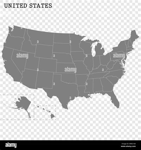 High Quality Map Of United States With Borders Of The Regions Stock