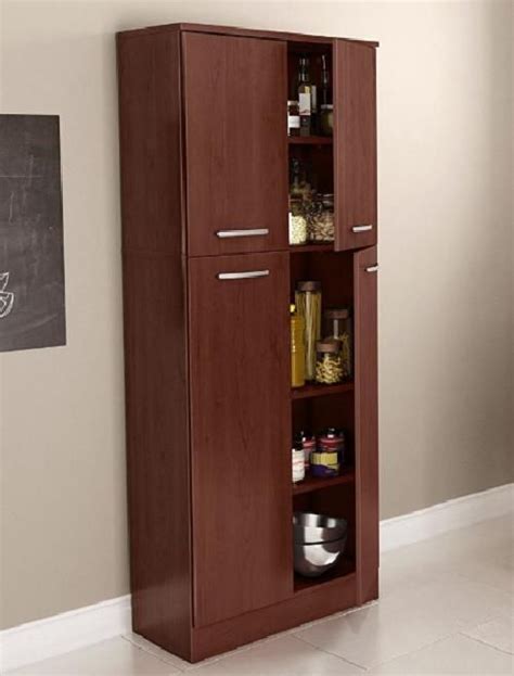 Maybe you would like to learn more about one of these? Tall Cherry 4 Door Pantry Utility Cabinet 5 Shelf Food ...