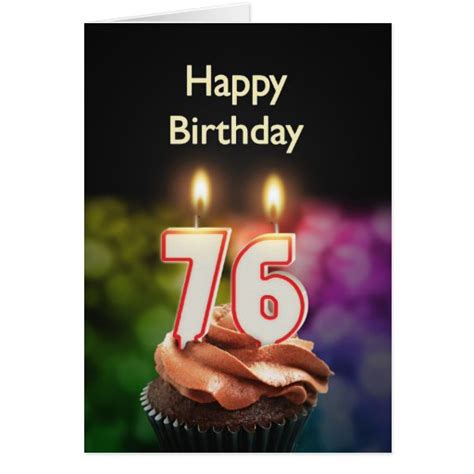76th Birthday With Cake And Candles Greeting Card Zazzle