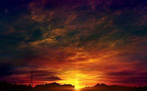 Download 1440x900 Wallpaper Original Anime Sunset Sky