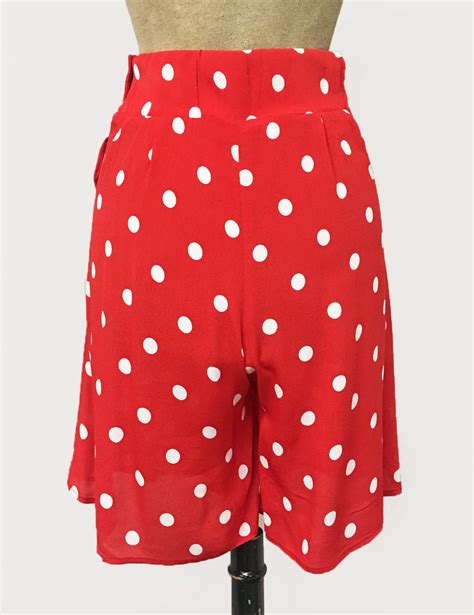 Vintage Inspired Red And White Big Polka Dot High Waisted Shorts Final Loco Lindo