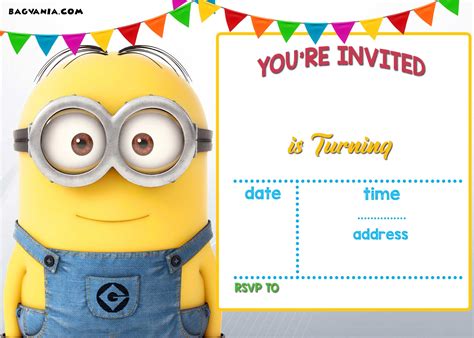 printable minion birthday invitation templates bagvania