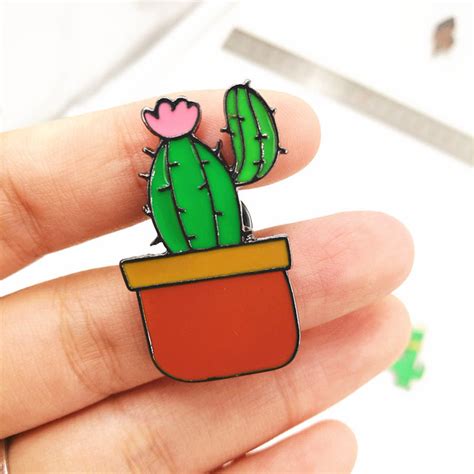 Buy Timlee X147 Cartoon Cute Green Cactus Metal Brooch Pins Wholesale From