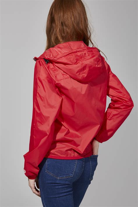 Sloane Red Full Zip Packable Rain Jacket Coats And Jackets O8lifestyle