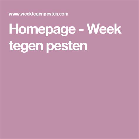 Homepage Week Tegen Pesten Pesten Onderwijs