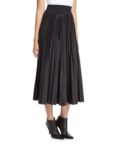 Dkny Pleated Midi Skirt Black Neiman Marcus