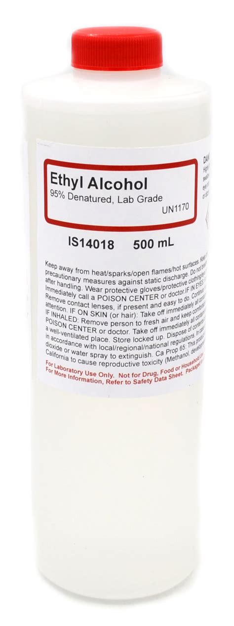 Laboratory Grade Denatured Ethyl Alcohol 95 500ml The Curated