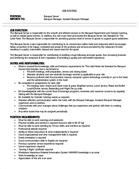 Banquet Server Resume Samples Master Of Template Document