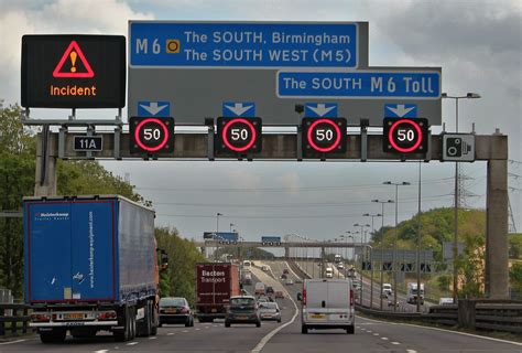 Smart Motorway In The Uk With Active Traffic Management To Cause Smoother Traffic Flow And