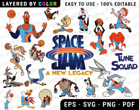 Space Jam 2 Tune Squad Eps Png Pdf Svg Clipart Instant Etsy