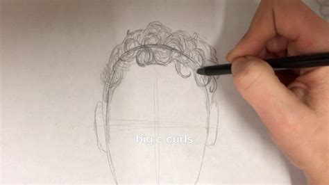 One line with a dip in it. How to draw short curly hair: Big "C" curls - YouTube