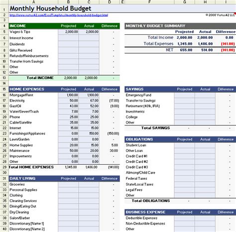 Household Budget Worksheet For Excel