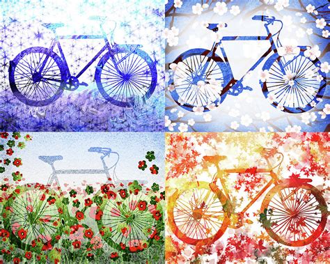 Four Season Bicycle Painting By Irina Sztukowski