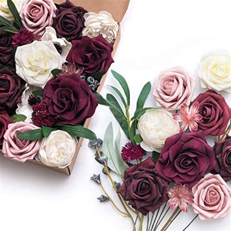 Ling's moment 17 inch terracotta wedding bouquets for bride, real touch artificial wedding flowers, silk and foam flower bridal bouquets for wedding ceremony, bridal shower and vintage fall wedding 4.5 out of 5 stars 157 Ling's moment French Dusty Rose Artificial Wedding Flowers ...