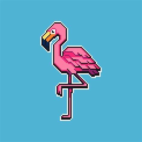 Fully Editable Pixel Art Vector Illustration Pink Flamingo For Game