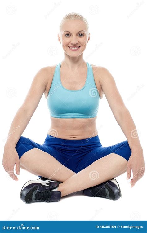 Athletic Woman Sitting And Resting Stock Photo Image Of Tracksuit