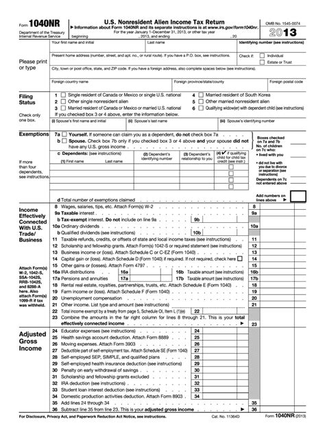 It's what taxpayers use when they need to make changes to a personal income tax return they've already filed. 2013 Form IRS 1040 NR Fill Online Printable Fillable ...