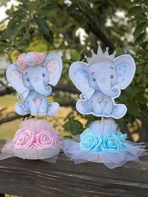 Twins Baby Elephant Centerpiece Pink And Blue Elephants Girl Etsy
