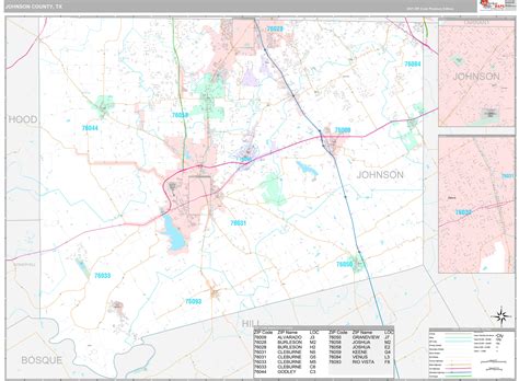 Johnson County Tx Wall Map Premium Style By Marketmaps Mapsales