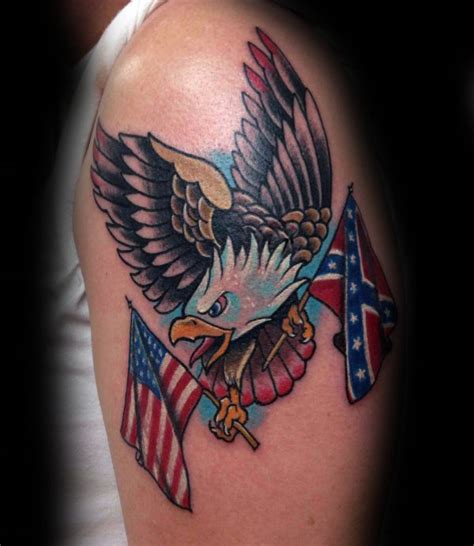 30 Rebel Flag Tattoos für Männer American Revelry Design Ideen Mann