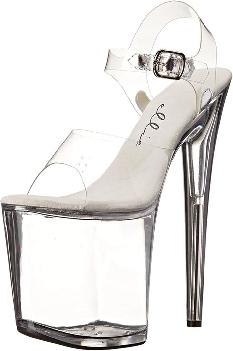 8 inch clear high platform stripper shoes womens exotic high heel sandals size 10