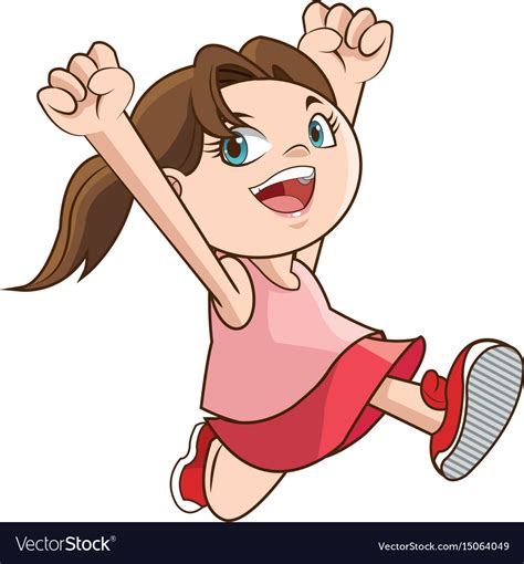 Happy Cheerful Child Girl Active Royalty Free Vector Image