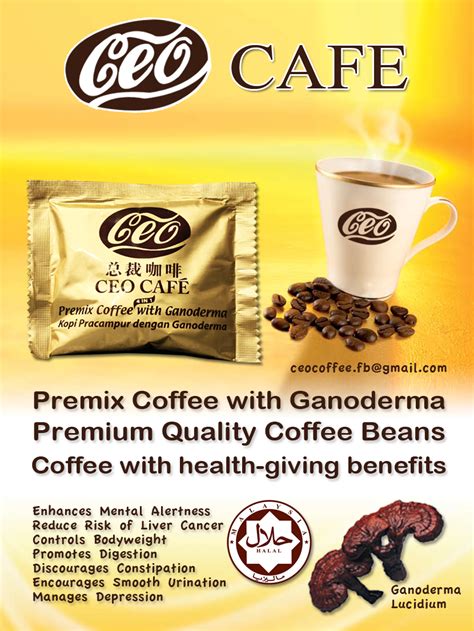 Ceo cafe shuang hor adalah kopi yang menawarkan lebih banyak manfaat daripada minum kopi biasa. Health is Wealth: Ceo Cafe with Ganoderma