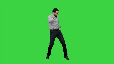 Happy Man Performing Dance On Green Screen Stock Footage Sbv 313684505