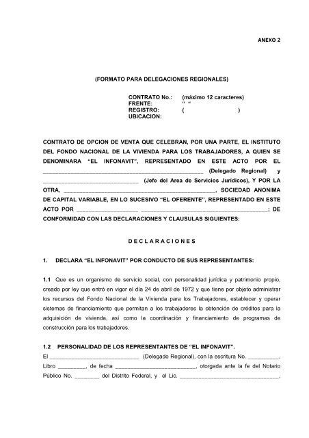 Contrato De Opcion De Venta Infonavit