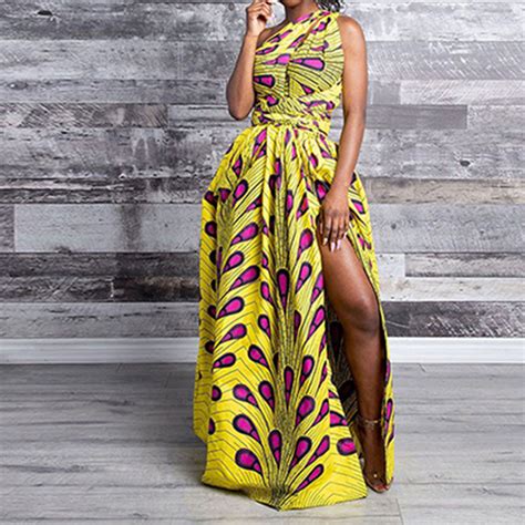 Ericdress African Fashion Backless Floor Length V Neck A Line Dress