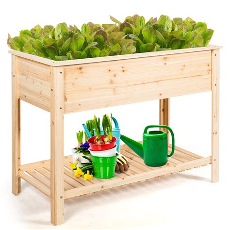 COSTWAY Raised Garden Planter Bed Box Stand Wood Elevated Planter W