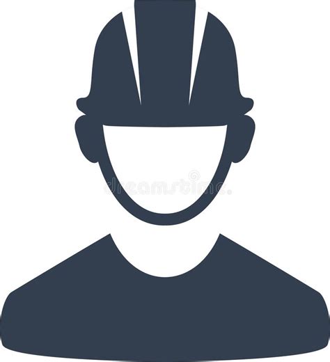 Builder Worker Engineer Man Avatar Icon Line Art Stock Vector