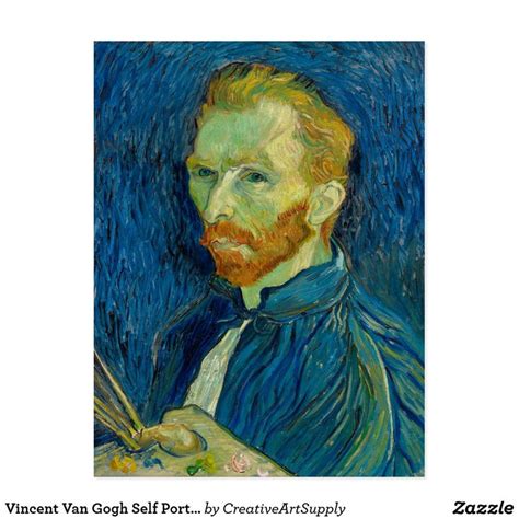 Vincent Van Gogh Self Portrait With Palette Art Postcard Zazzle Van Gogh Self Portrait Van