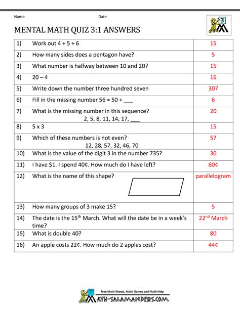 Looking for trivia questions which makes your mind healthy and sharp? Mental Math 3rd Grade