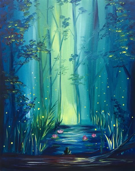 Glowing Forest In 2019 Painting Unicorn Painting Canvas Art