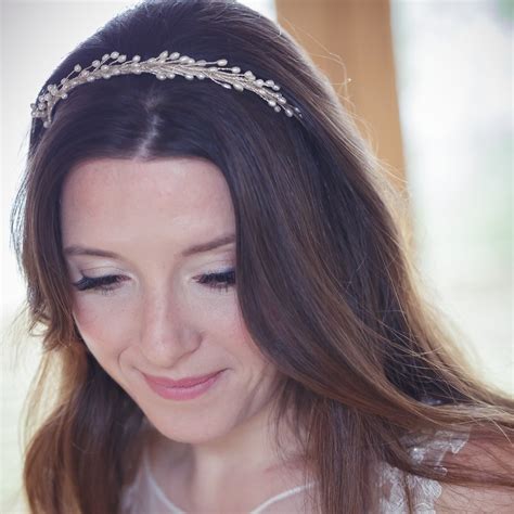 Wedding Tiara Headband Hair Accessory Odeletta With Freshwater Pearls Fiona Lucy Bespoke