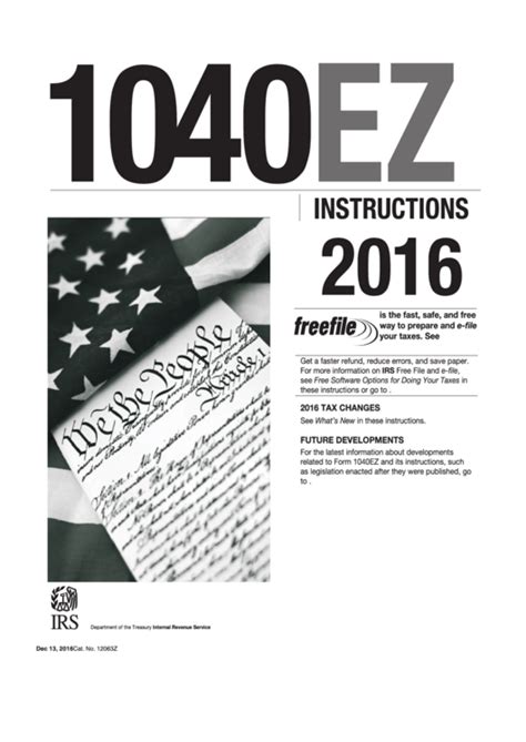 Instructions For 1040ez 2016 Printable Pdf Download
