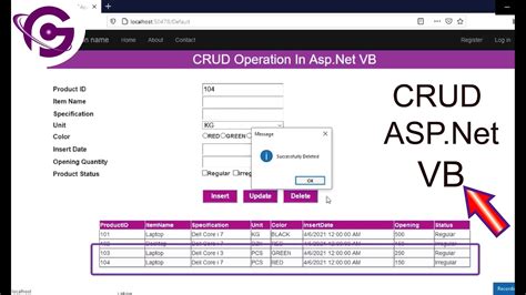 Complete CRUD Operation In Asp Net Using VB With SQL Server Step By