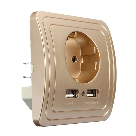 Dual usb charger socket power outlet quick charge 3.0 & 2.4a port aluminum shell. 2.1A Dual USB Ports Wall Charger Power Adapter Socket ...