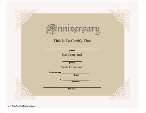 Free Printable Work Anniversary Certificates Printable Templates