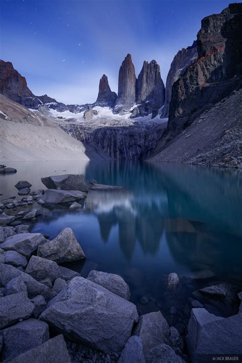 Las Torres Moonlight Torres Del Paine Chile Mountain Photography