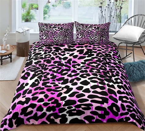 Leopard Print Comforter Cover Set Queen Size Cheetah Printed Etsy Uk