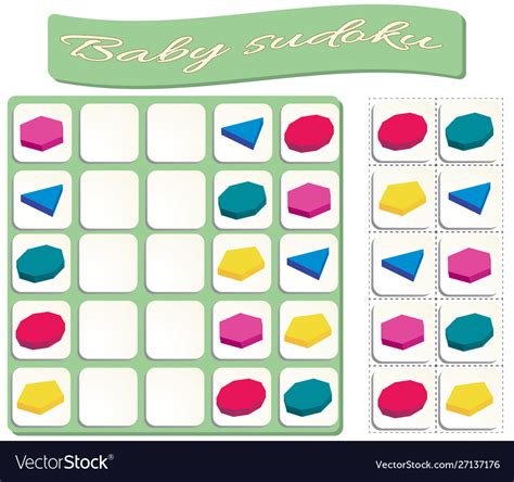Sudoku For Kids With Colorful Geometric Figures Vector Image