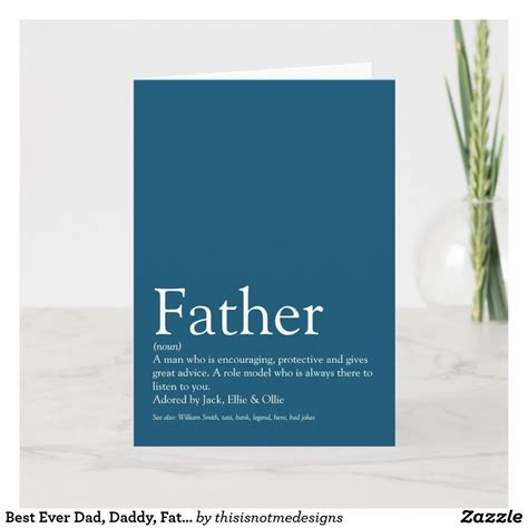 Best Ever Dad Daddy Father Definition Blue Card Father