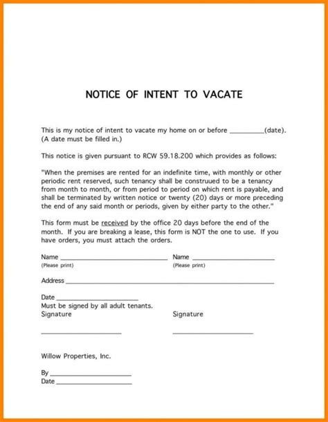 Texas Day Notice To Vacate Template