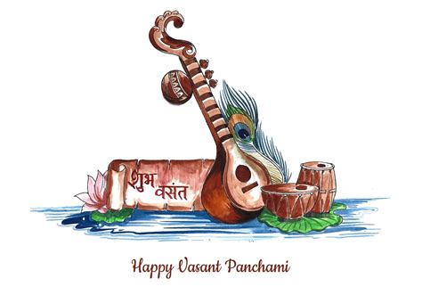 Free Vector Happy Vasant Panchami Traditional Indian Festival Card Design