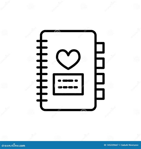 Notebook With Heart Icon Vector Flat Outline Pictogram Isolated On
