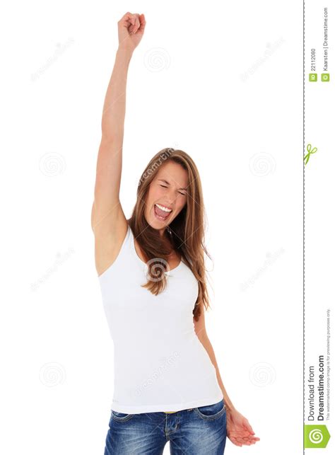 Cheering Young Woman Stock Photo Image Of Teen Blonde