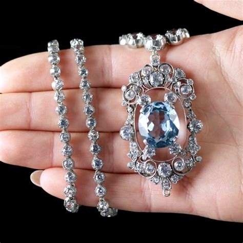 Antique French Victorian Blue White Topaz Necklace Collar Circa 1900